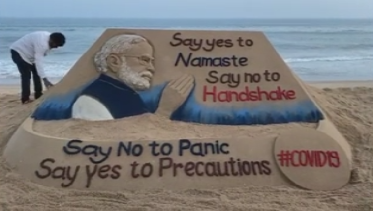 Sand artist Sudarshan Patnaik raised awareness about Coronavirus