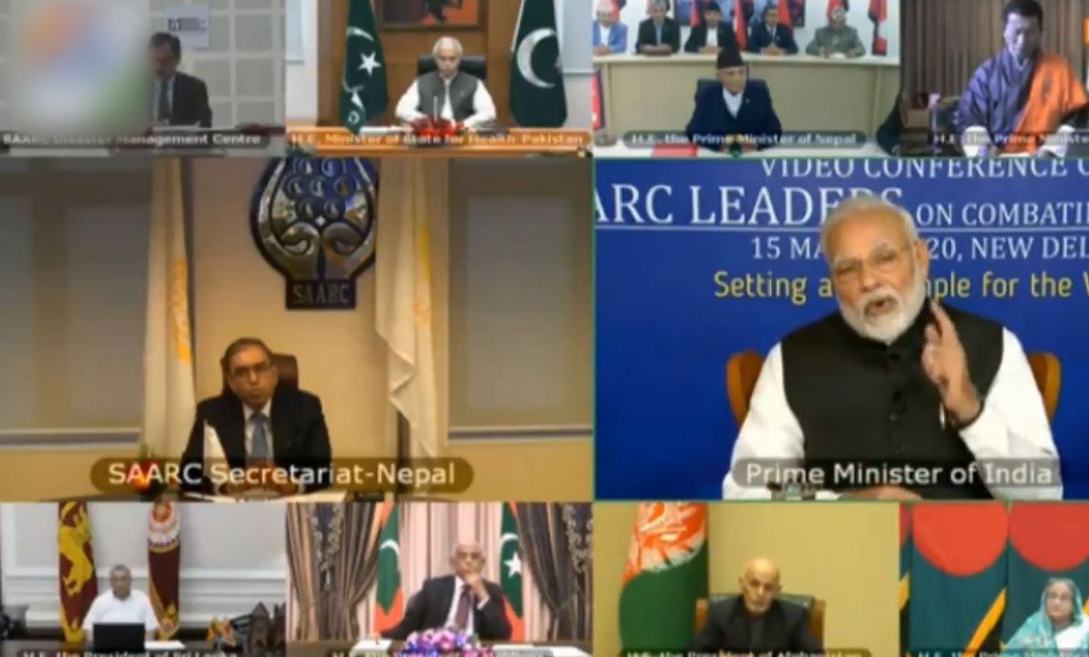 narendra modi in video conference with SAARC nations