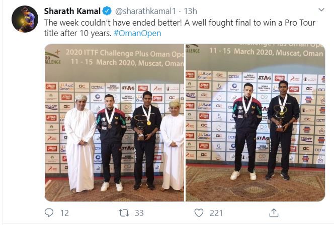 Sharath Kamal,  ITTF title