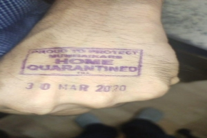 Home quarantine people to be stamped with ink