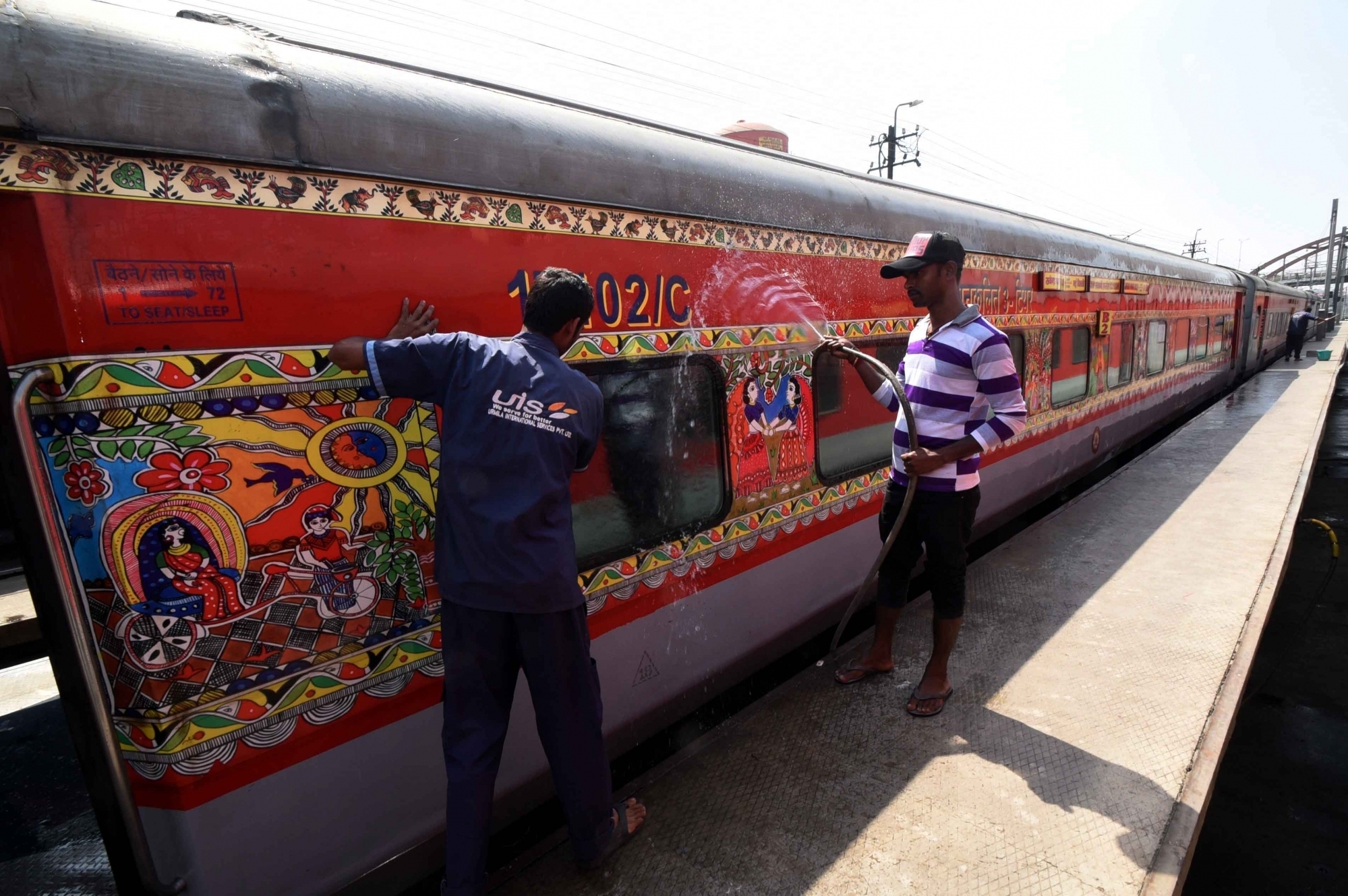 Cleaning train due to  Corona Outbreak