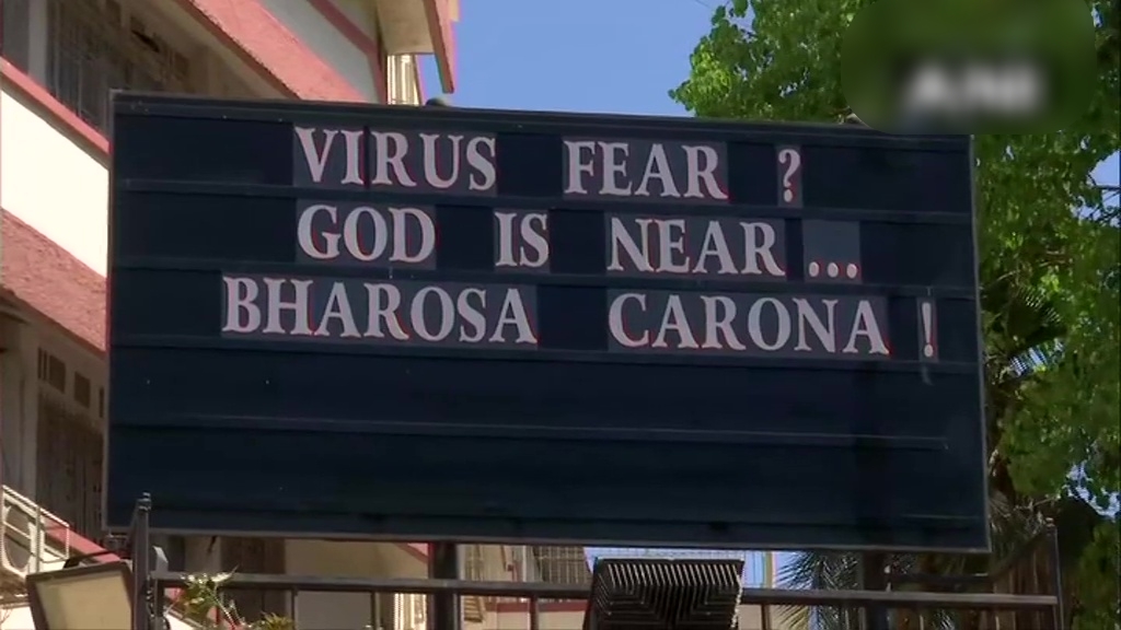 Banner outside a church in Mumbai