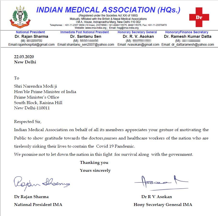 Indian Medical Association conveys gratitude to PM Modi