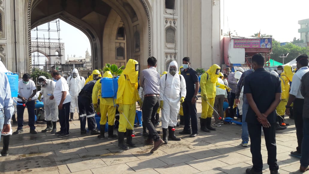 chemical spray at charminar