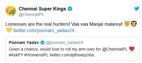 Poonam Yadav love to play for CSK