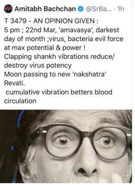 Big B shares idea that clapping reduces virus potency