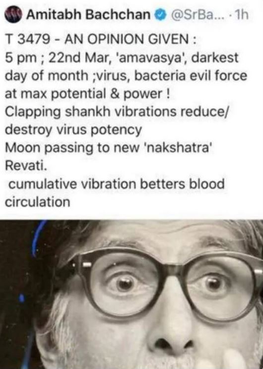 big b shares idea that clapping reduces virus potency faces flak and deletes post