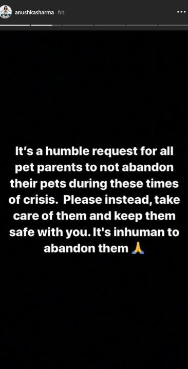 anushka preity requests people not to abandon their pets amid covid 19