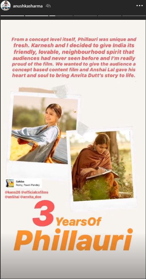 Anushka sharma, Anushka sharma news, Anushka sharma updates, Anushka looks back at 'Phillauri' three years on, अनुष्का शर्मा, अनुष्का शर्मा ने फिल्लौरी को किया या