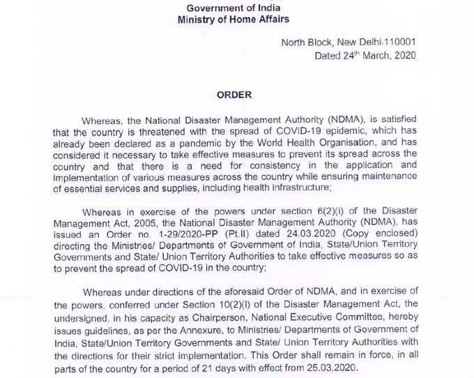 Circular issued by Government of India