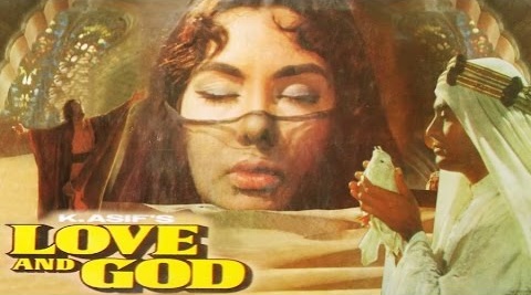 K. Asif's Love And God poster featuring Nimmi and Sanjeev Kumar