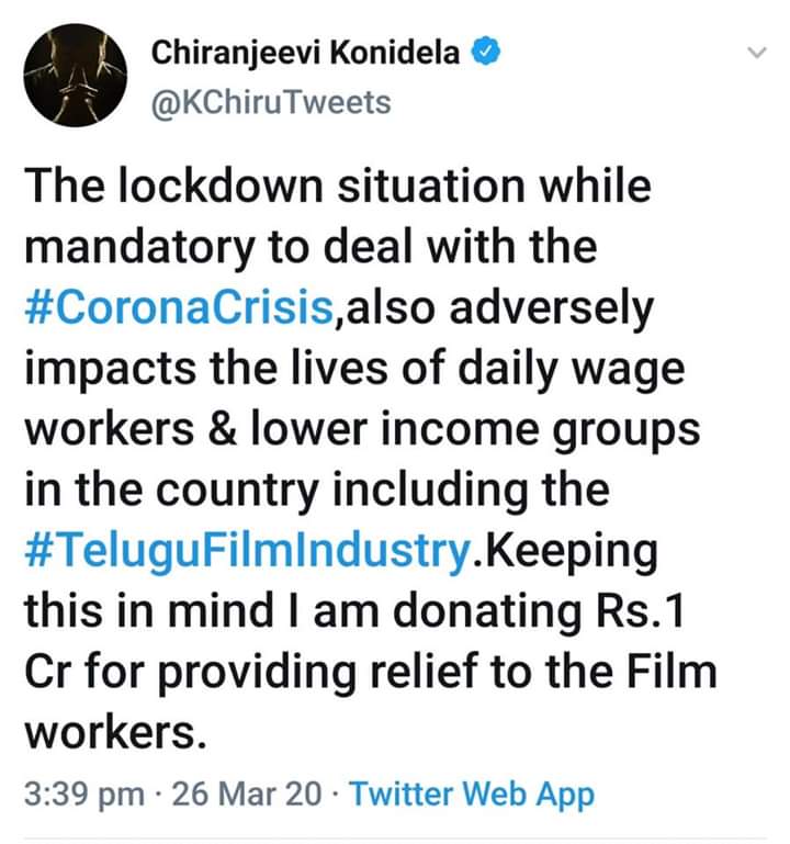 megastar chiranjeevi tweet