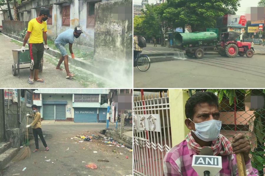 West Bengal: Conservancy workers were seen clearing garbage