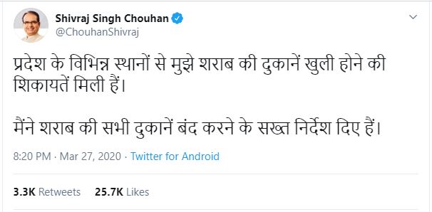 Madhya Pradesh CM's tweet