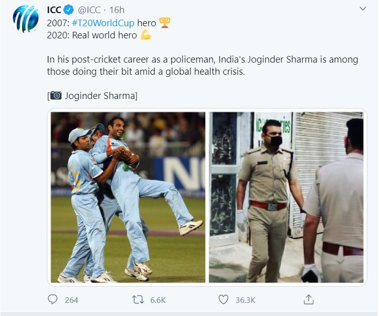 icc tweet on joginder sharma