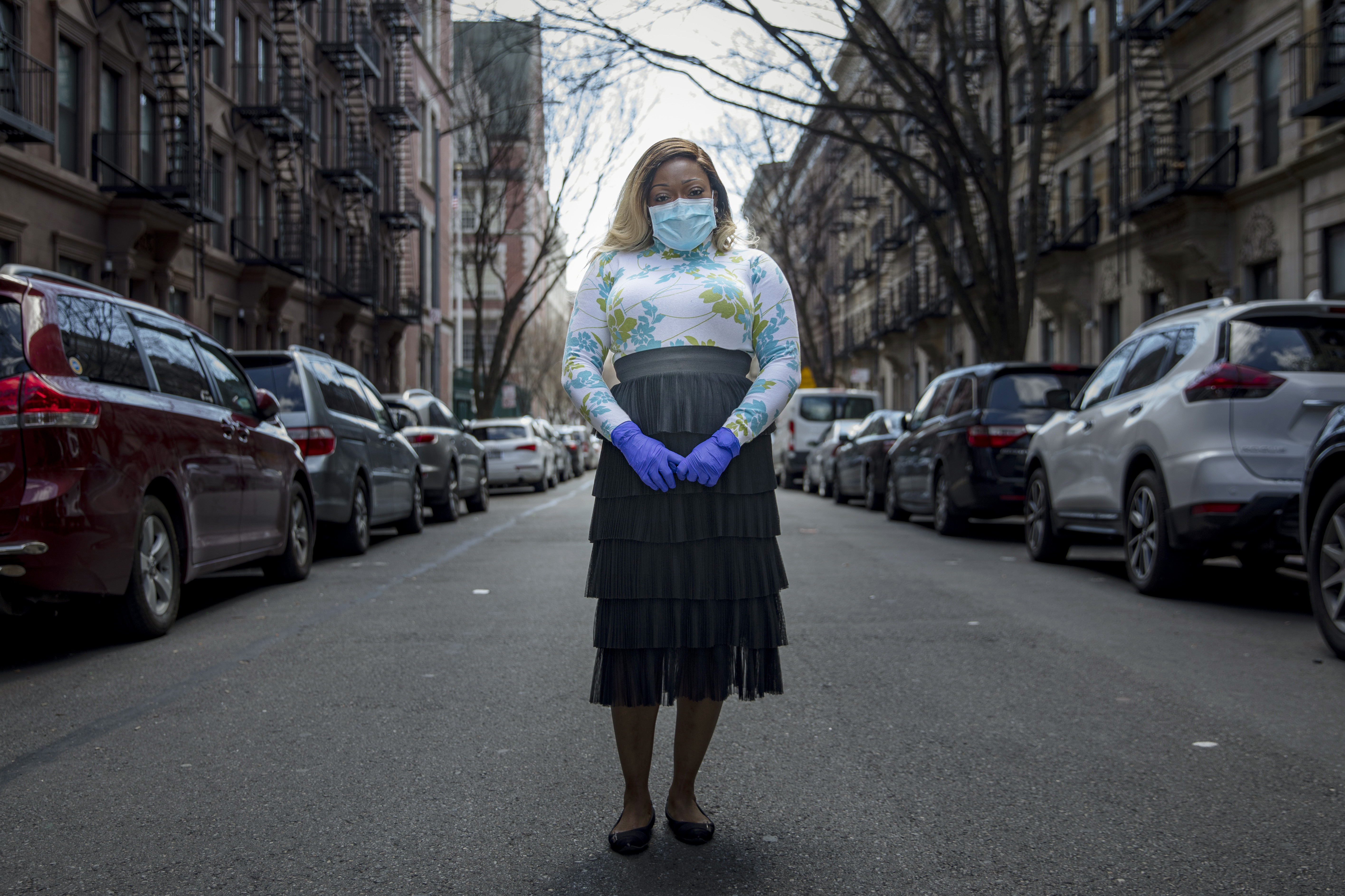 Tiffany Pinckney poses for a portrait in the Harlem neighborhood of New York