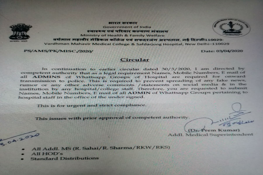 Safdarjung Hospital has issued a circular regarding fake news and rumors