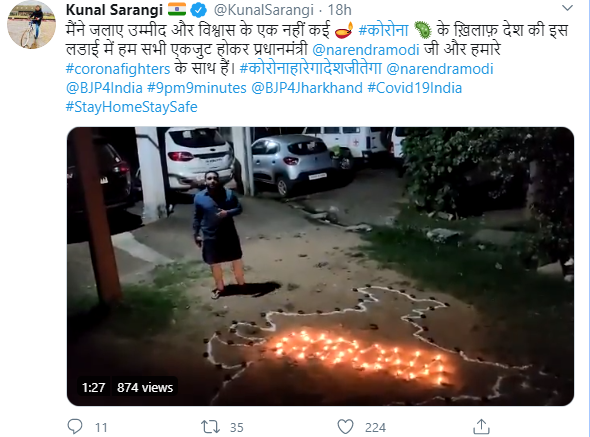 jharkhand responses on pm modi appeal of light diyas