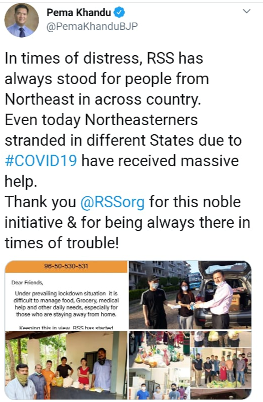 Arunachal CM Pema Khandu's tweet