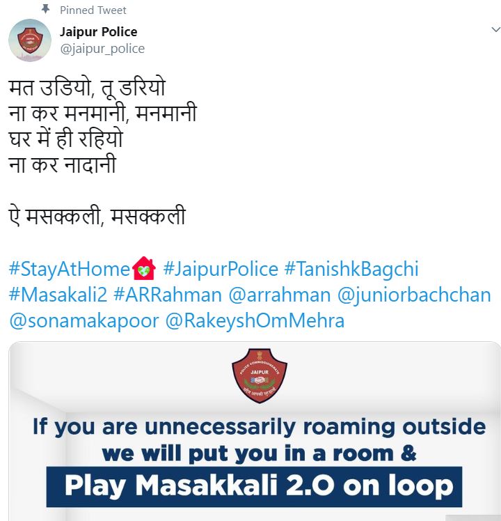 Jaipur cops warn violaters they will face the music: Masakali 2.0 on loop