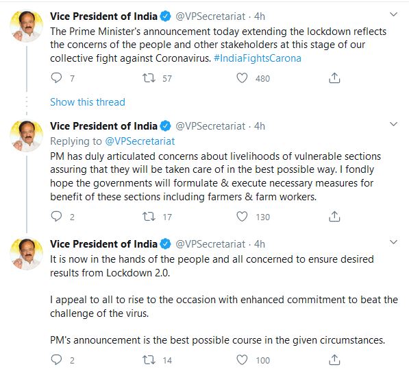 Venkaiah Naidu tweets