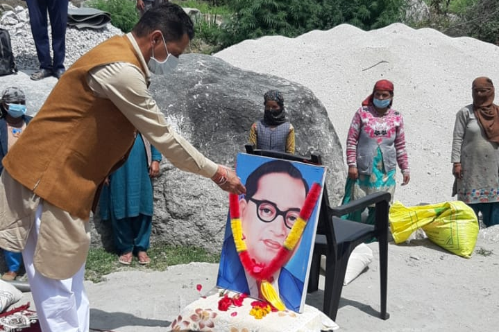 BJP workers tribute to bhimrao ambedkar