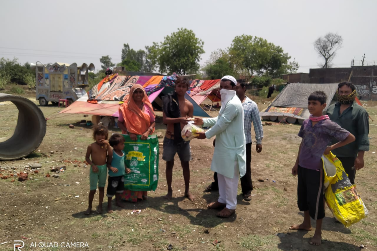 Abdullah Khan distributing ration items to 91 poor families IN Sehore