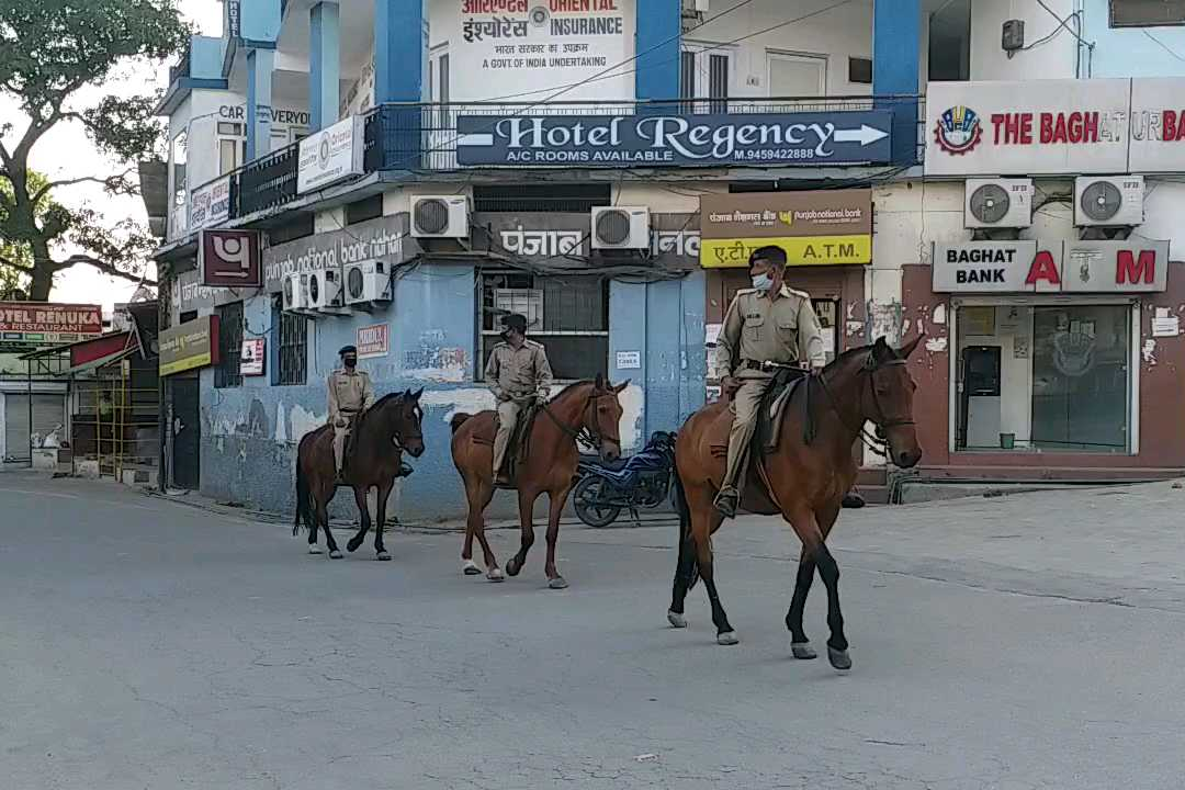 Police personnel  duty on horses in Nahan