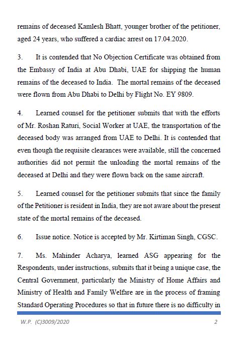 delhi-highcourt-issued-notice-to-central-government-for-bringing-back-dead-body-of-kamlesh-bhatt