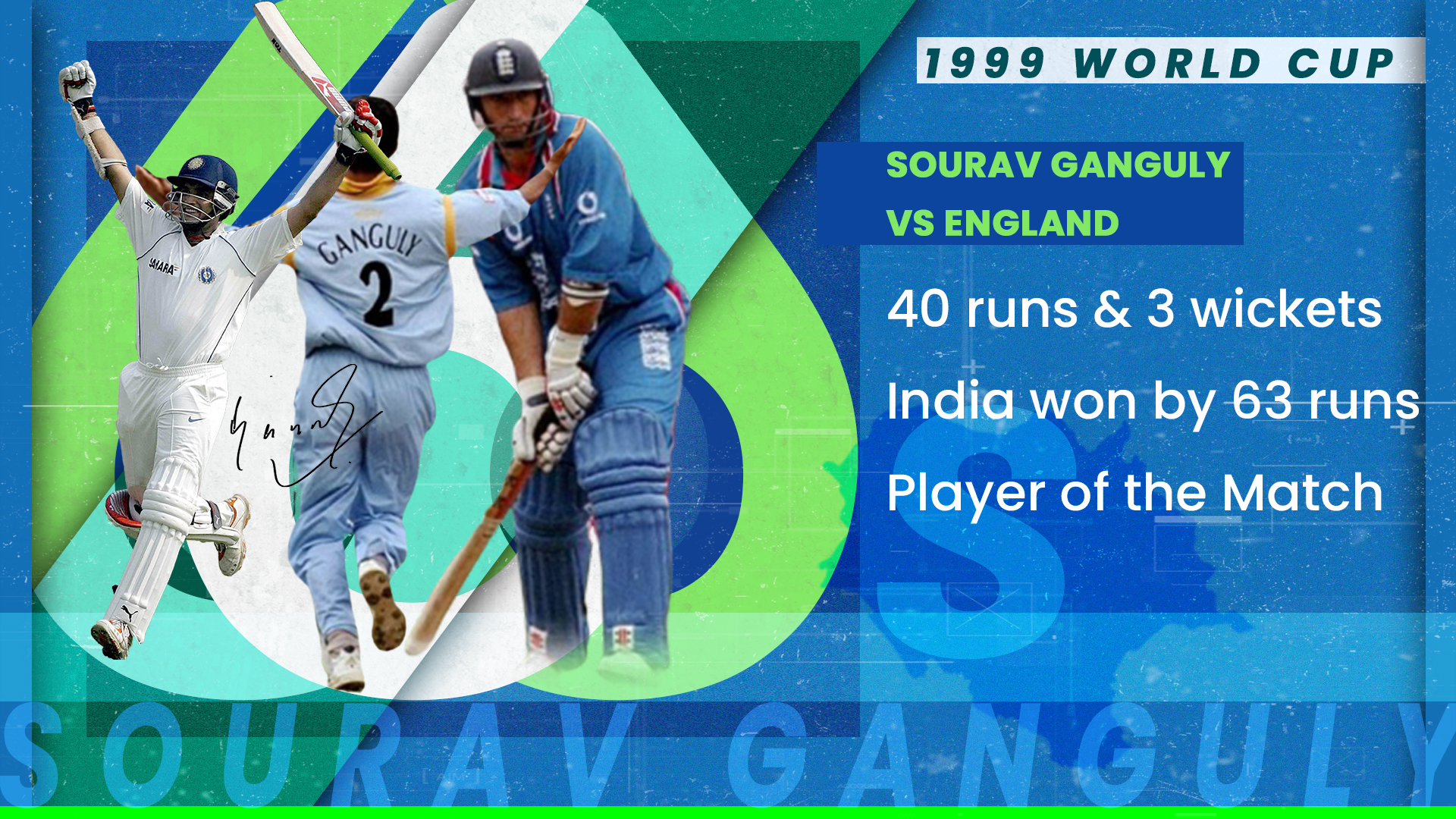 Sourav Ganguly's Man of the Match winning performance against England.