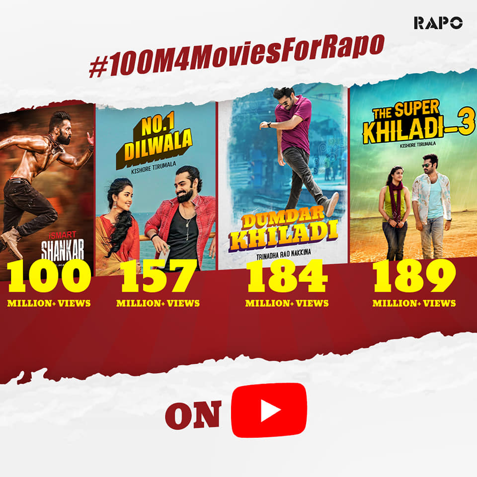 ram last four movies which got 100 millions views