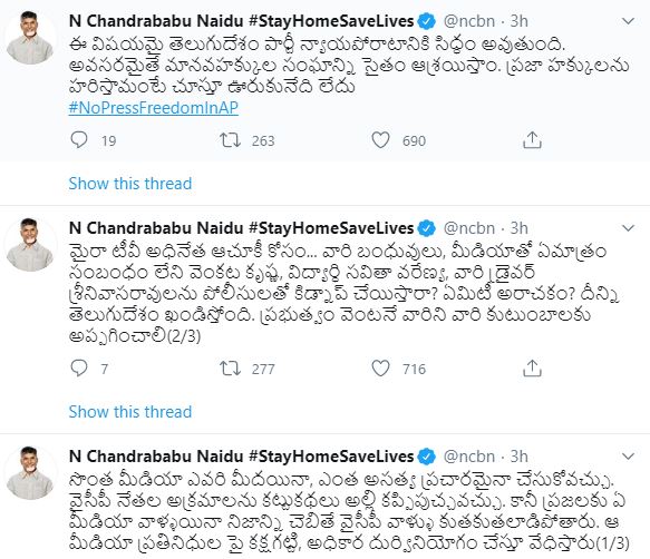 chandrababu comments on media cases