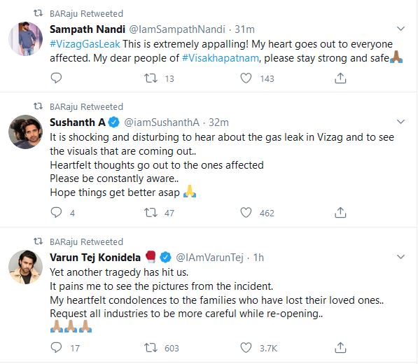 South stars express disbelief, wish for speedy recovery on Vizag Gas Leak