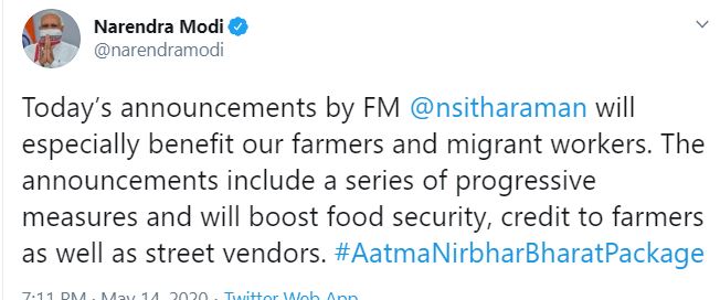 Fresh announcements on economy to help farmers, migrants: PM Modi