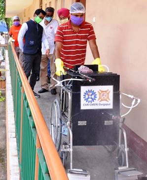 mobile indoor disinfection sprayer to combat COVID-19. Courtesy, Ministry of Science and Technology