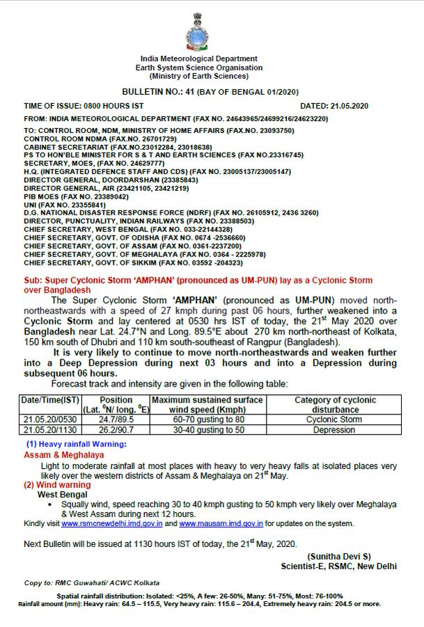 Cyclone Apmhan moved north-northeastwards with a speed of 27 km/ph during past 6 hours