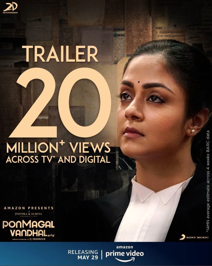 Ponmagal vanthaal trailer crossed twenty million views