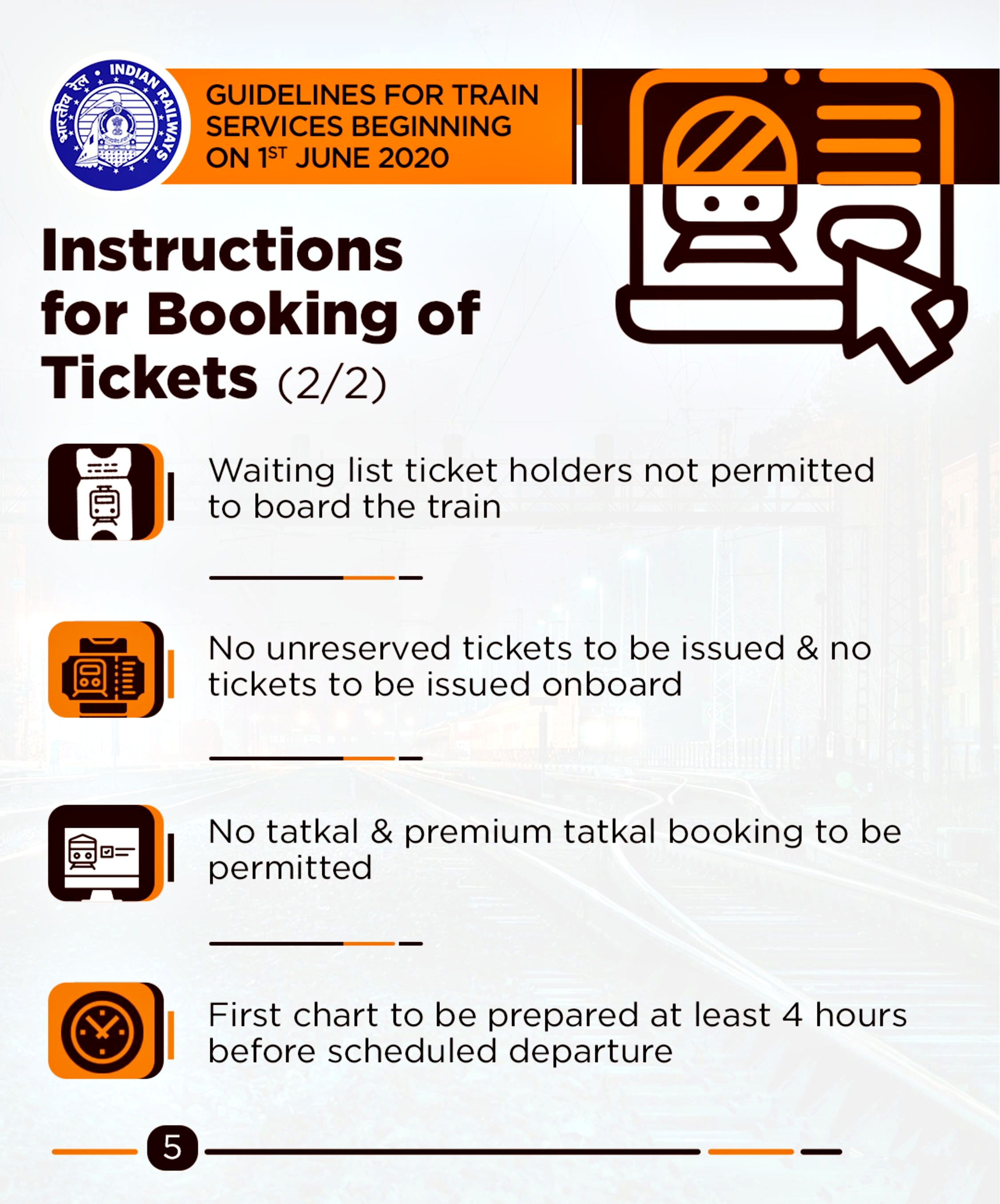 Instructions for booking tickets