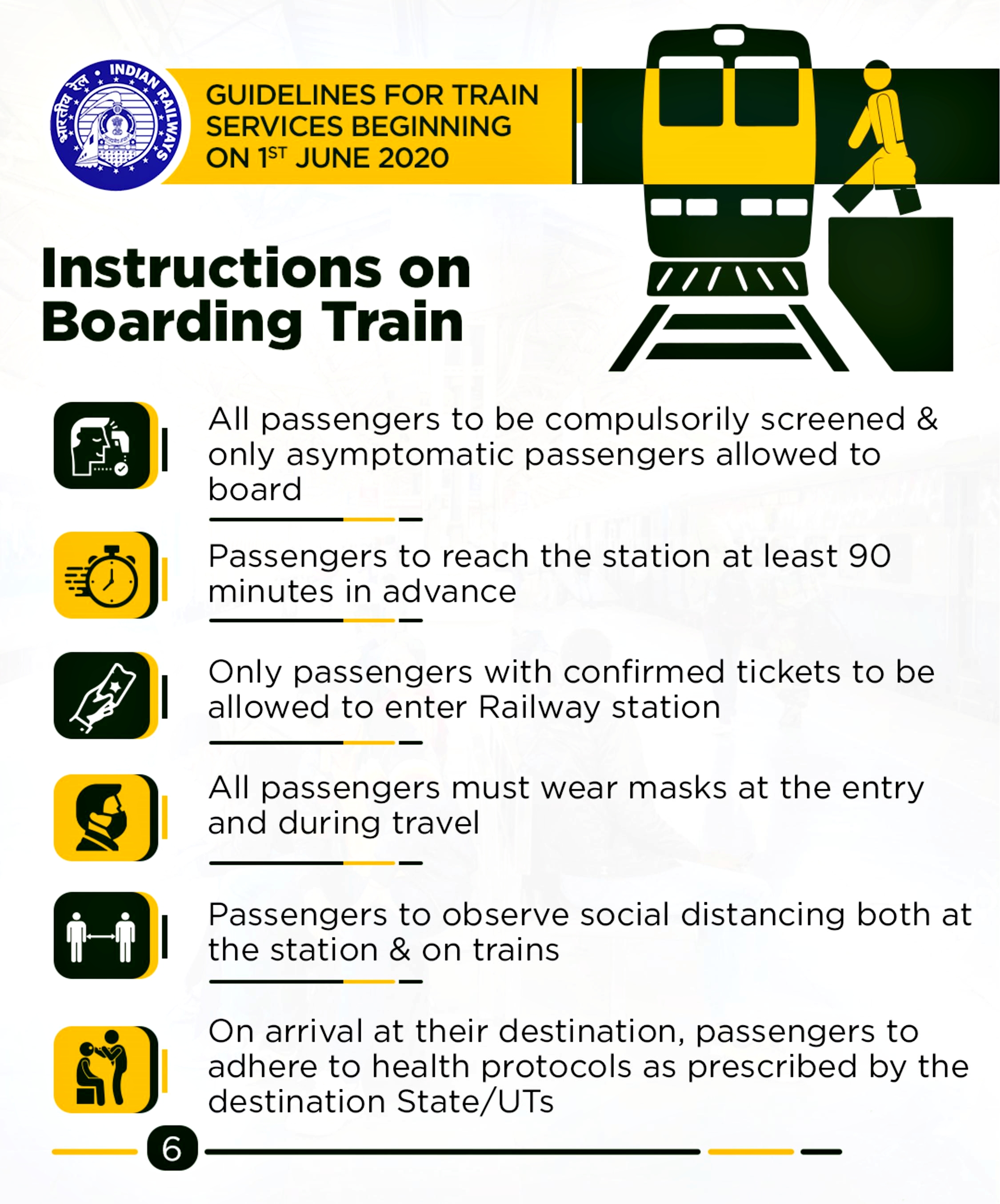 Instructions on boarding train