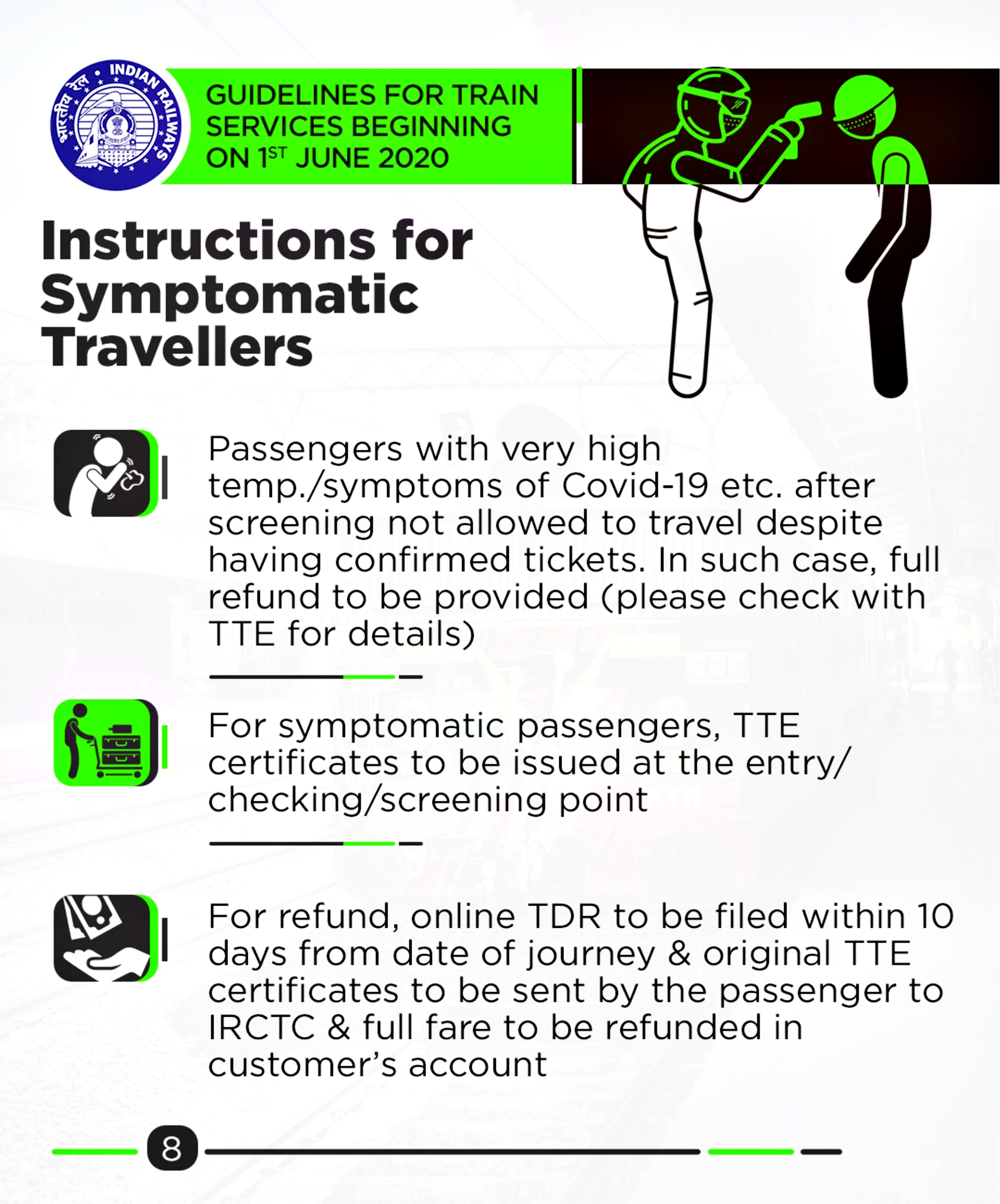 Instructions for symptomatic travellers