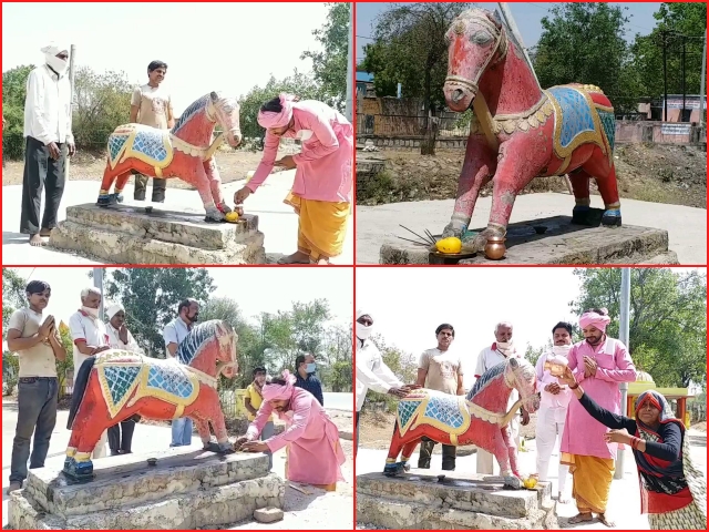 people worshiping horse