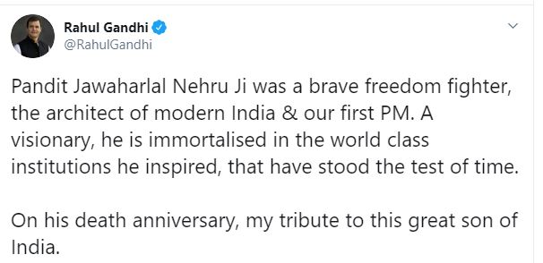 PM pays tributes to Jawaharlal Nehru on his death anniversary