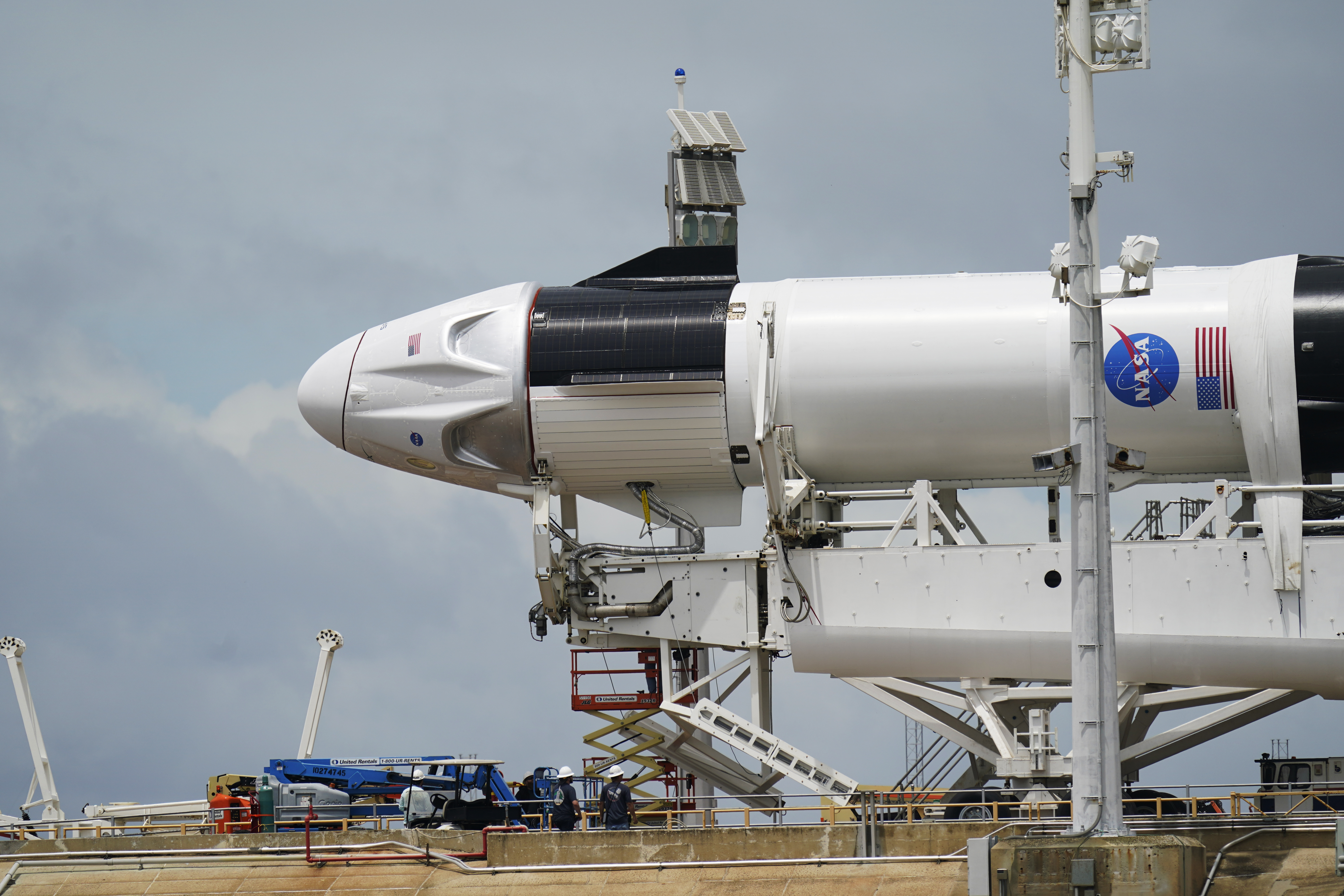 A SpaceX Falcon 9 rocket with the company's Crew Dragon spacecraft.