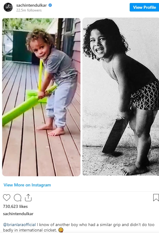 Sachin Tendulkar reminded of childhood seeing Brian Lara's son's batting grip