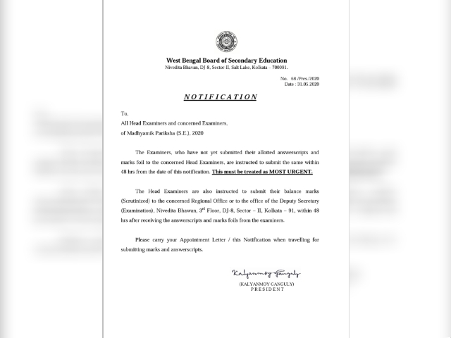 Notice issued by WBBSE