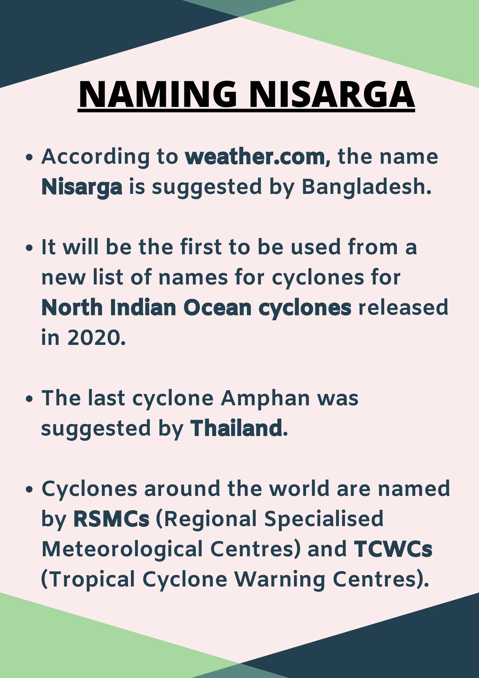 According to weather.com, the name Nisarga is proposed by Bangladesh