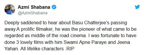 બોલિવૂડ સ્ટાર્સે બાસુ ચેટરજીના નિધન પર શોક વ્યક્ત કર્યો