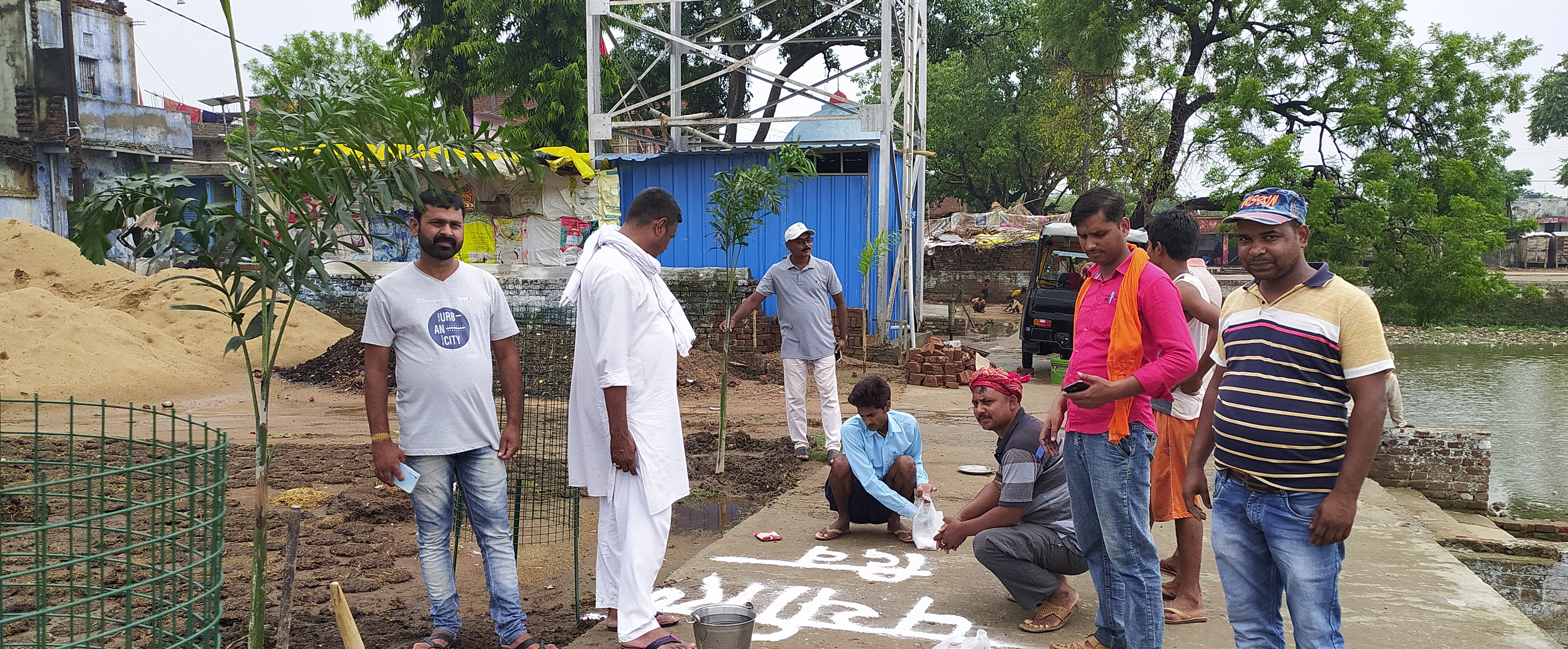 plantation done on the banks of the pond on world environment day in rohtas