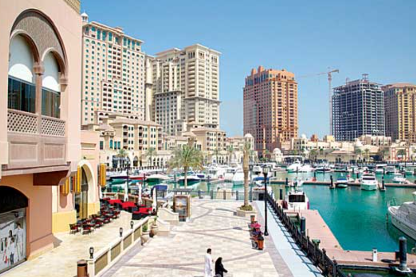 the artificial island called the pearl island in Qatar near Arabian sea shore