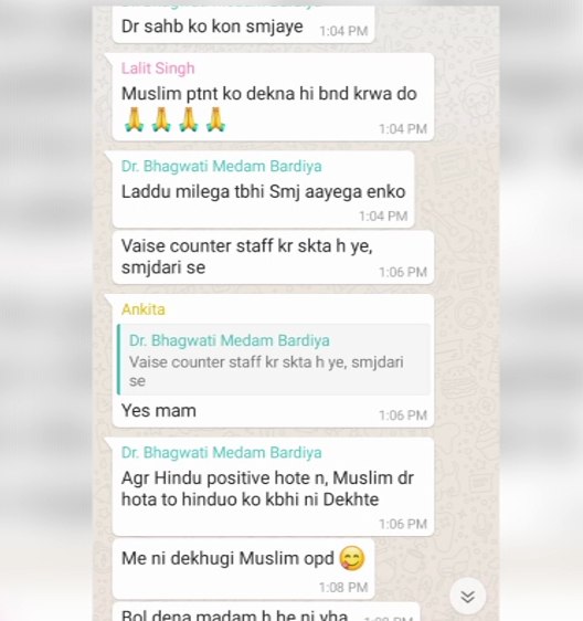 Muslims will not treat, Female doctor's chat viral on social media